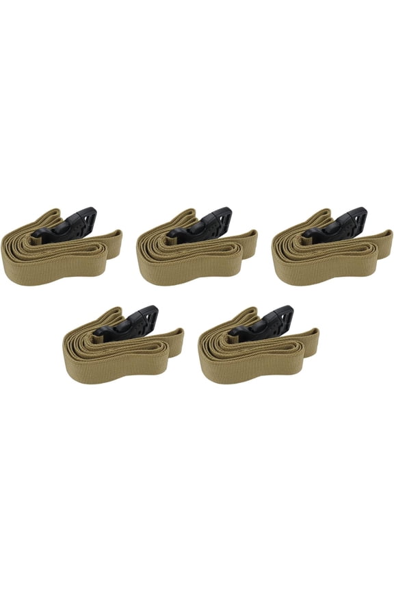 5Pcs Brown Nylon Utility Straps with Quick-Release Adjustable Buckles for Backpacking,Outdoor Activities, 1''*51''