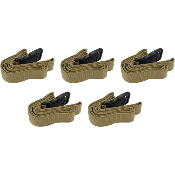 5Pcs Brown Nylon Utility Straps with Quick-Release Adjustable Buckles for Backpacking,Outdoor Activities, 1''*51''