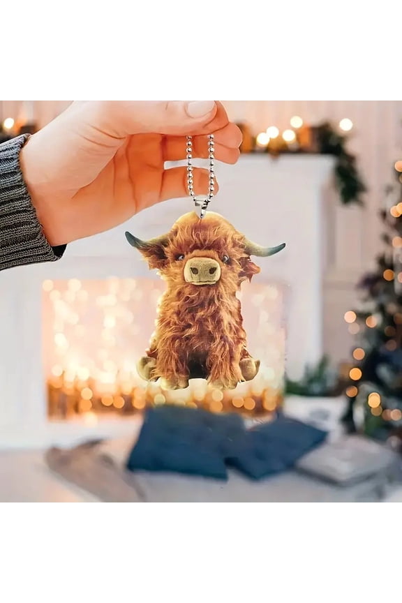 5Pcs Bull Car Pendant Keychain, BRELIL Celtic Bull Car Pendant Keychain, Durable Acrylic Car Mirror Charm Hanging Ornament, Irish Shamrock Animal Decor for Saint Patrick's Day Christmas Holiday