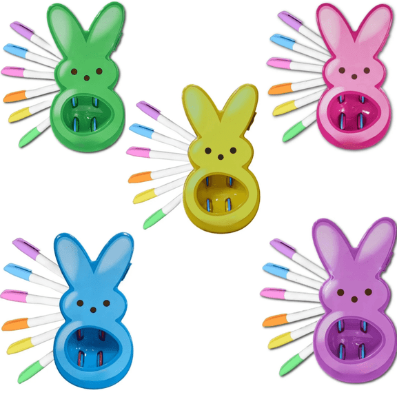 5Pcs Bunny Easter Arts and Craft Set,Easter Egg Coloring Kit, Includes 30 Colorful Quick Drying, Non-Toxic Markers, Easter Egg Decor Easter Decorations