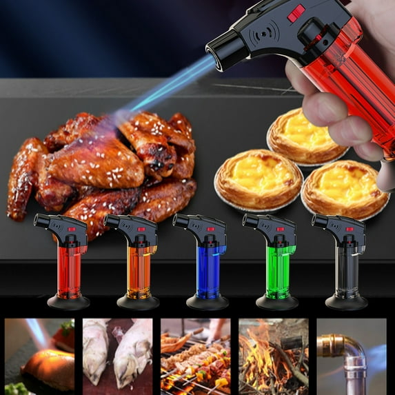 5Pcs Butane Lighter Under $5! Yannianjz Butane Torch Lighter Refillable Kitchen Lighter with Adjustable Flame, Windproof BBQ Cigar Lighter for Camping Fireplace and Grilling