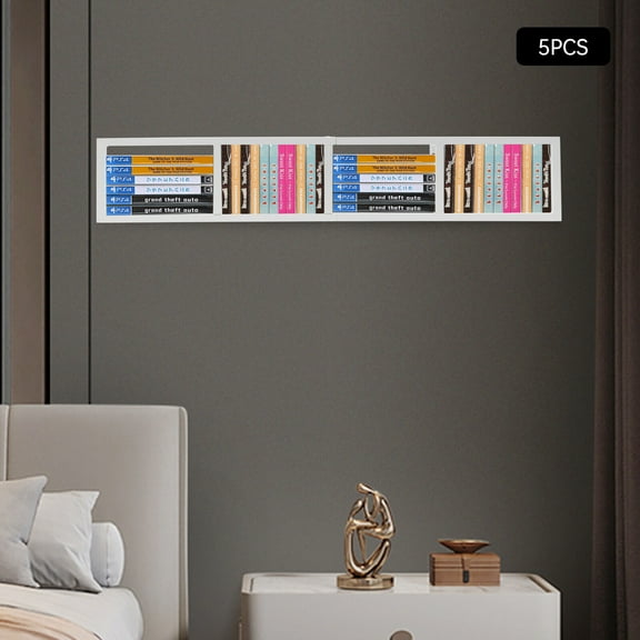 5Pcs CD Racks 34inch Media Storage Rack CD DVD Organizer Metal Shelf Wall Mount White