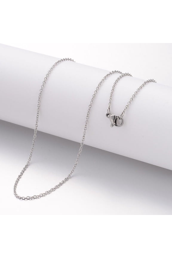 5Pcs Cable Chains 304 Stainless Steel Necklace with Lobster Clasps Stainless Steel Color for Women Man Birthday Festival Elegant Gifts Personalized Jewelry 19.69 inch(500mm) 1.5mm for DIY