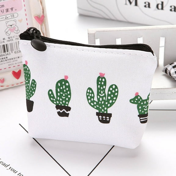 5Pcs Cactus Coin Purse Key Bag! Iuhan Cactus Coin Purse, CuteKidsWomen's Wallet Money Pouch Key Bag, Floral Printed Canvas Change Pouch for Makeup Jewelry Organizer, Gift for Birthday Christmas
