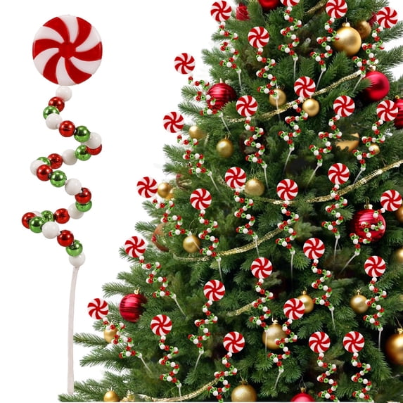 5Pcs Candy Cane Christmas Decorations,Red Green and White Christmas Tree Picks,Candy Cane Ornaments for Christmastree Topper Home Vase Decor Wreath DIY Craft(Green)
