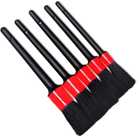 5Pcs Car Cleaning Detailing Brush Tools Set Brushes Tire Hair Exterior Bristles Rim Handle Auto Air Wheel Interior