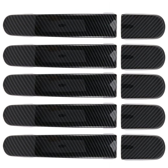 5Pcs Car Door Handle Cover Trim for Transit Custom Tourneo 2014- 2020 Carbon Fiber Door Handle Sticker Decoration,5 Set * Door Handle Cover,Carbon fiber pattern