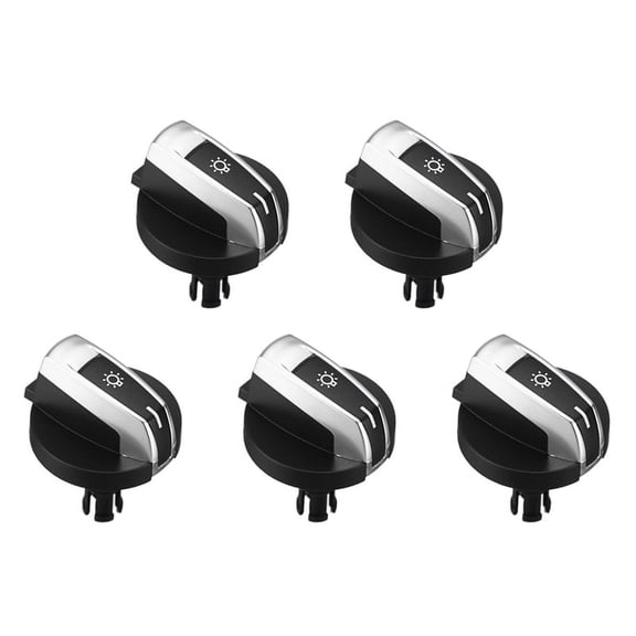 5Pcs Car Headlight Switch Knob Buttons for 5/7 Series X3 X4 F01 F02 F03 F10 F18 F07 F06 F25 F26 Black