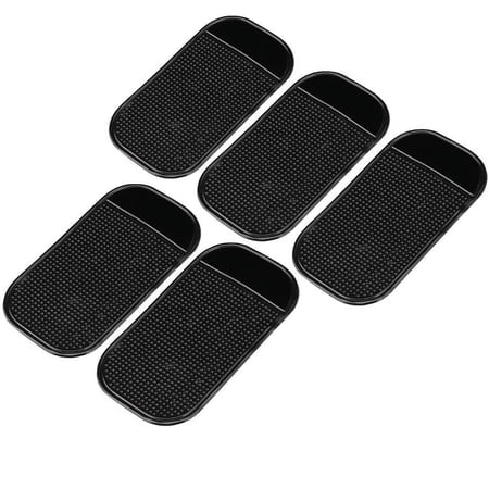 5Pcs Car Non Slip Sticky Pads Anti-Slide Dash Cell Phone Mount Holder Mat Car Grip Dashboard Sticky Pad Cell Phone Keys Holder Black Adhesive Mat