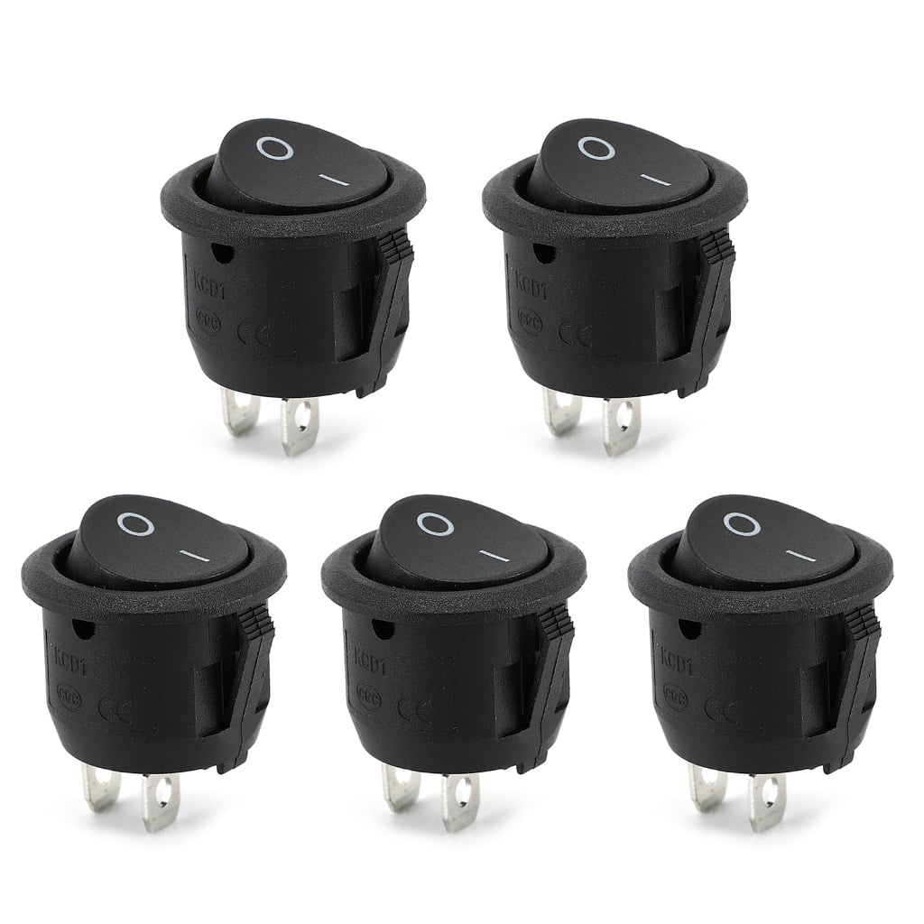 5Pcs Car Rocker Toggle Switches 250V 6A 125V 10A Round Rocker Switches ...