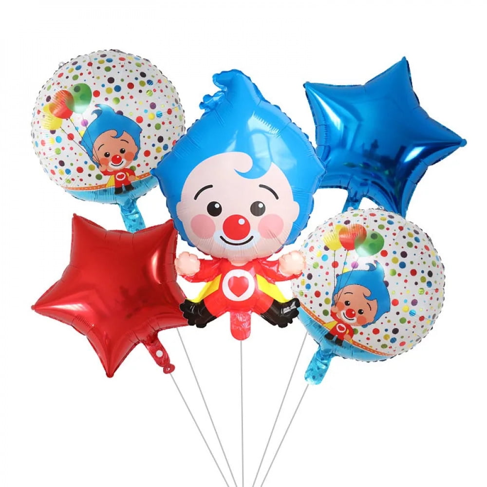 5Pcs Cartoon Clown Balloons Set Plim Air Globos Children Birthday Party ...