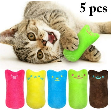 5Pcs Cat Chew Toy Bite Resistant Catnip Toys for Cats,Catnip Filled Cartoon Mice Cat Teething Chew Toy