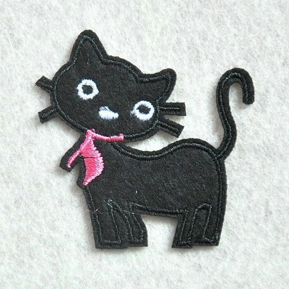 5Pcs Cat Shape Embroidery Cloth Iron on/Sew on Patches Black Appliques for Clothes Embroidery Repair Patch Sewing Patches