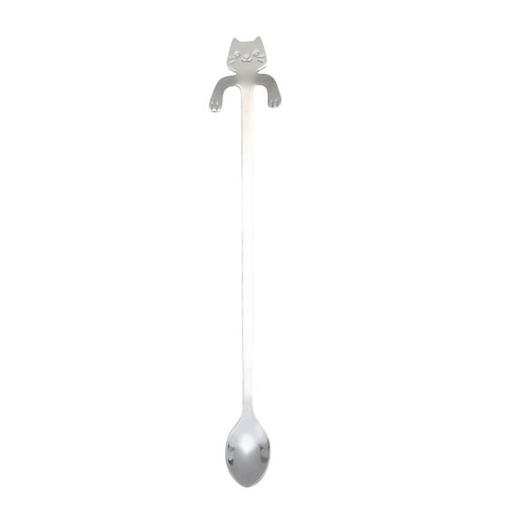 5Pcs Cat Spoon! Vacemry Stainless Steel Cat Shaped Spoon with Hanging Hook, Cute Animal Design for Coffee, Tea, Dessert, 20cm Length, Unique Gift for Cat Lovers, Kitchen Decor