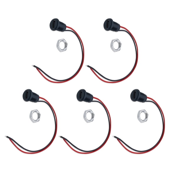 5Pcs Charging Socket USB Type C Female 2Pin USB Connector High Current Charging Socket Waterproof Female Connector Socket