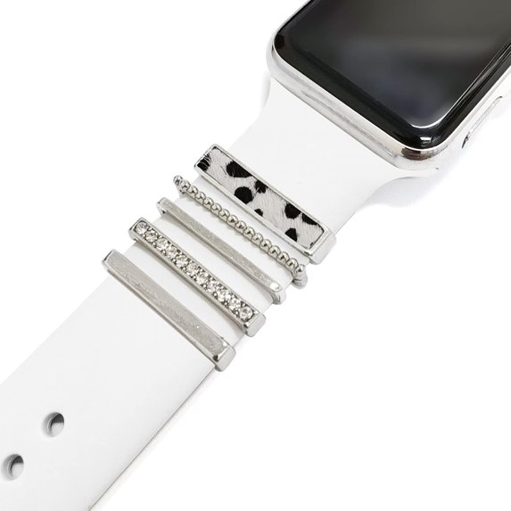 5Pcs Charms for Apple Watch band 41mm 45mm 40mm 44mm 38mm 42mm 46mm 49 Women,Diamond+Metal Jewelry Decorative Ring For iWatch series 10 9 8 7 6 5 4 3 se,Galaxy watch 7/6/5/4,Silicone strap Accessories