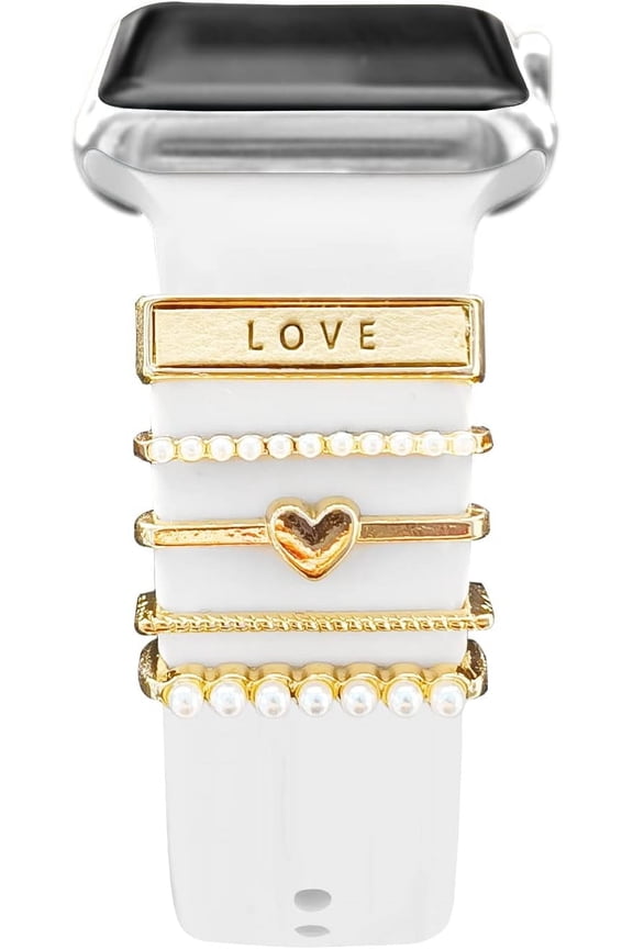 5Pcs Charms, Diamond and Metal Jewelry Decorative Ring for Apple Watch band