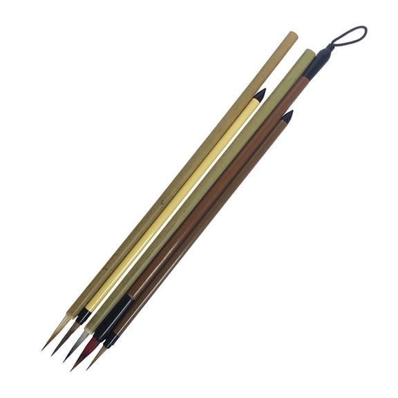 5Pcs Chinese Brush Painting Brush Long Fine Nib for Chinese Ink Paintings Outlining Illustrations