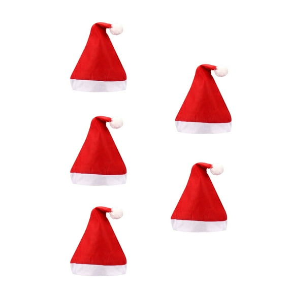 5Pcs Christmas Hat, Santa Hat, Xmas Holiday Hat for Adults , Unisex Comfort Christmas Hats Extra Thicken Classic Fur for Christmas New Year Festive Holiday Party Supplies
