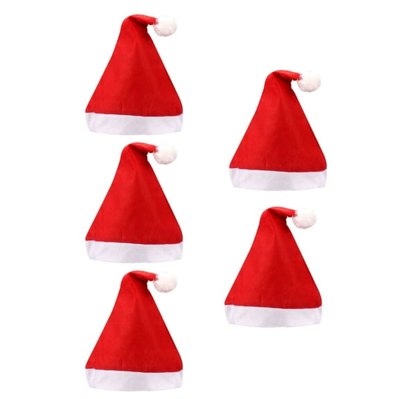 5Pcs Christmas Hat, Santa Hat, Xmas Holiday Hat for Adults , Unisex Comfort Christmas Hats Extra Thicken Classic Fur for Christmas New Year Festive Holiday Party Supplies