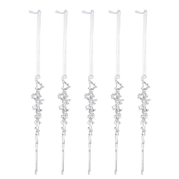 5Pcs Christmas Icicle Ornament Crystal Acrylic Spiral Icicles Decoration Set Glass Beads Pendants Hanging Clear Icicles Pendant for Xmas Tree Holiday Wedding Winter Party Decor