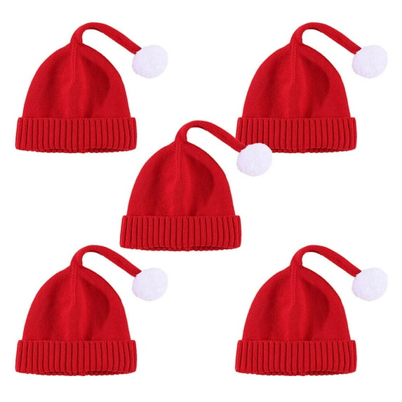 5Pcs Christmas Knitted Hat for Baby Santa Knit Crochet Cap Family Matching
