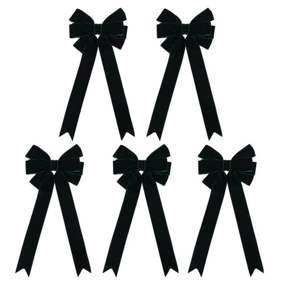 5Pcs Christmas Tree Bow Set Velvet Christmas Bows Elegant Christmas Velvet Bows for Tree Topper Wreath Decoration Gift Wrapping (Green)