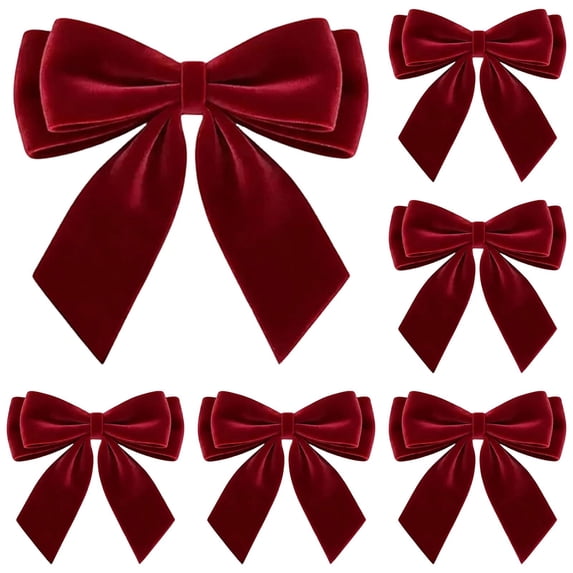 5Pcs Christmas Tree Bows - Velvet Bows for Christmas Tree Decorations, Velvet Ribbon Bow for Wreaths, Garland, Gift Wrapping & Holiday Home Indoor Outdoor Decor