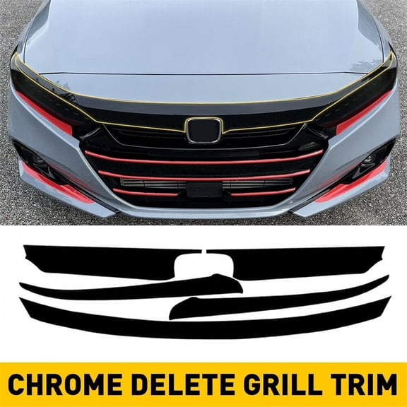5Pcs Chrome Delete Blackout Overlay Front Grill Trim For Honda Accord 2021-2022