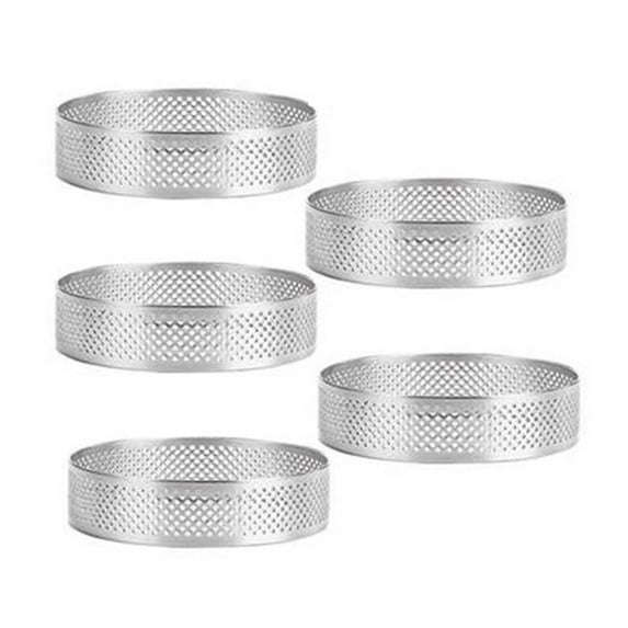 5Pcs Circular Tart Ring Dessert Stainless Steel Perforation Cake Mold