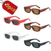 5Pcs Classic All-wrap Sunglasses Rectangular Sunglasses Polarized Lens UV Blocking for Men and Women