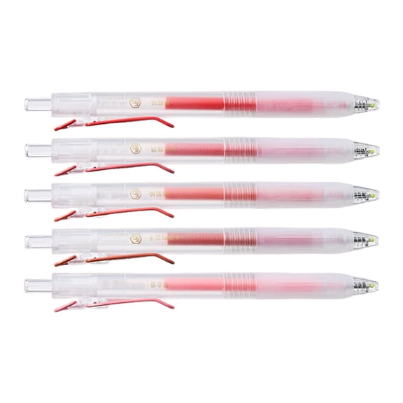 5Pcs Classroom Red Inks Pens 0.5mm Fine Point Retractable Red Gel Pen