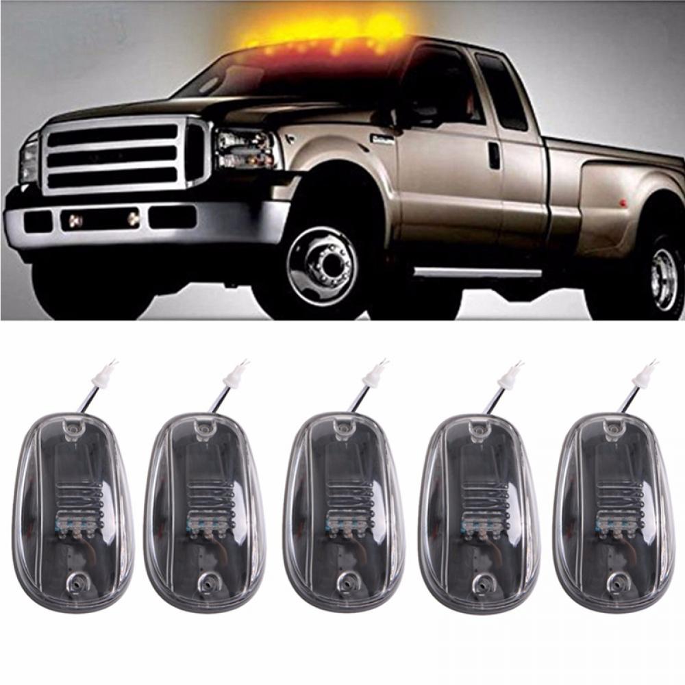 5Pcs Clear Car Cab Roof Marker Lights Built in Amber 9LEDs for 0316
