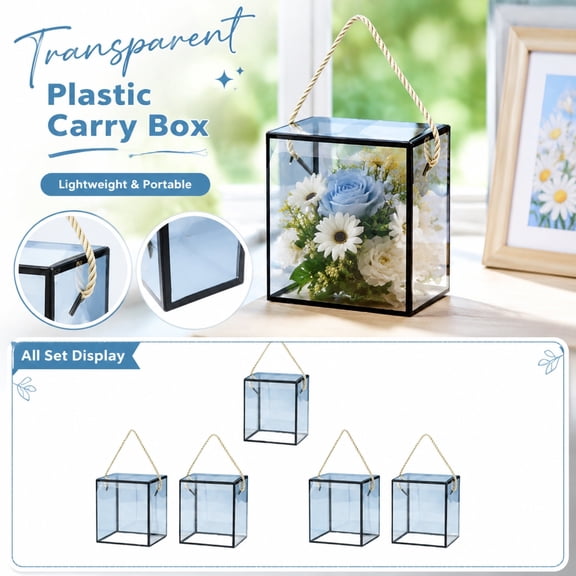 5Pcs Clear Plastic Gift Boxes, Portable Handheld Storage Case, Display Box for Action Figures, Toys, Baking Desserts & Candies