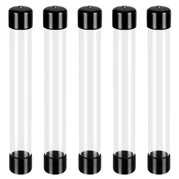 5Pcs Clear Rigid Plastic Tubing with Caps 8 Inch/205mm Length Round Plastic Tubing ID 0.91Inch Portable Storage Tube Polycarbonate Tube