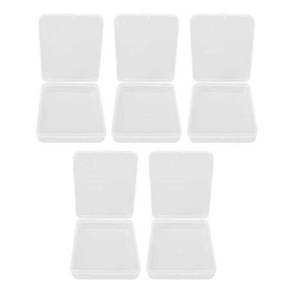 5Pcs Clear Small Plastic Container Box Rectangular Dustproof Transparent Mini Storage Box with Hinged Lid