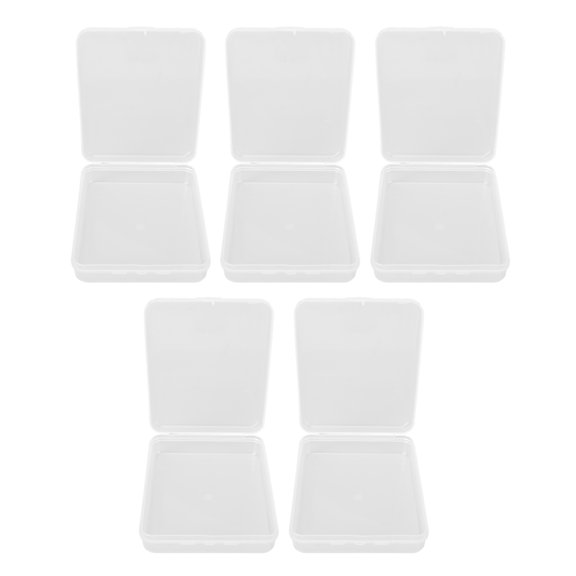 5Pcs Clear Small Plastic Container Box Rectangular Dustproof Transparent Mini Storage Box with Hinged Lid