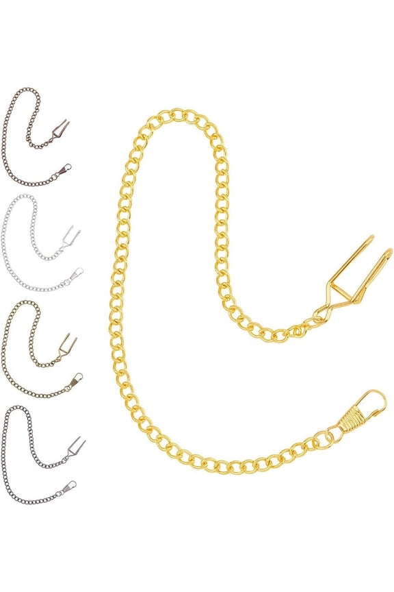 5Pcs Clip Pocket Watch Chain 37.3cm/14.7inch Alloy Albert Vest Chain Vintage Pocket Albert Vest Chain with Lobster Clasps