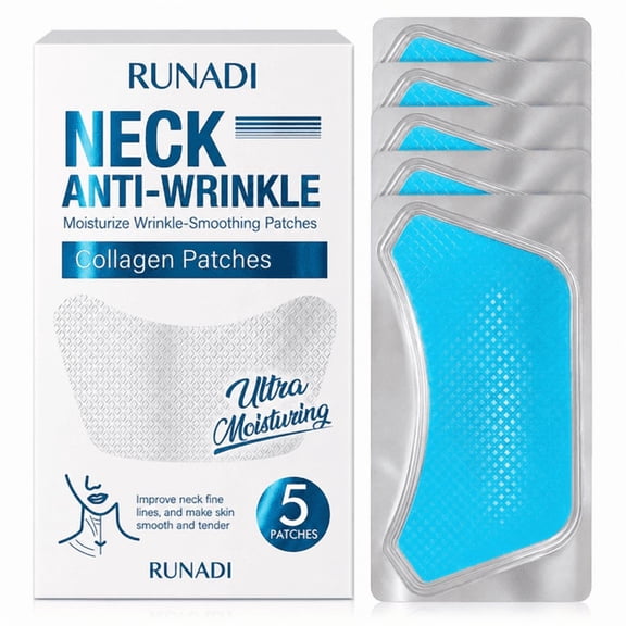 Neck Wrinkle Patches, Collagen Tape Style Neck Patches for Wrinkles, Moisturizing Hydrogel Neck Mask with Collagen and Sodium Hyaluronate, 5 Individually Sealed Neck Care Patches