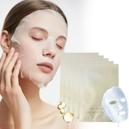 5Pcs Collagen Sheet Mask, Hydrating Peel Off Face Mask for Women, Skincare Anti Aging Collagen Masks, Glass Skin Tightening and Lifting Korean Sheet Masks to Reduce Fine Lines & Wrinkles