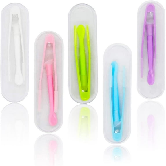 5Pcs Colorful Contact Lens Remover and Inserter Tool Case Set,Contact Applicator with Soft Tip, Portable Contact Lens Stick Tool Case Set,for Contact Lens User(Inserter/Remover+Tweezer with Soft