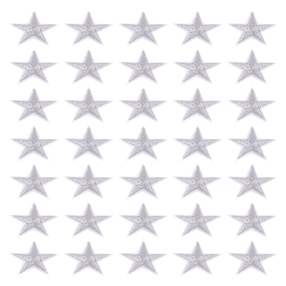 5Pcs Computerized Embroidery Cloth Iron on/Sew on Patches Applique DIY Costume Accessory Star Light Grey 3x3cm 5pcs/set