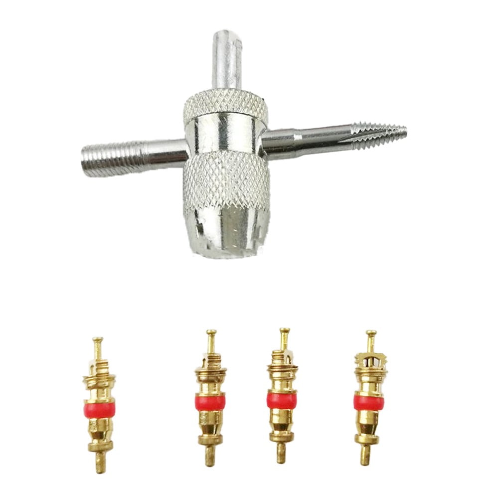 5pcs Copper Valve Core Car Tire Repair Tools 4 in 1Tire Valve Stem