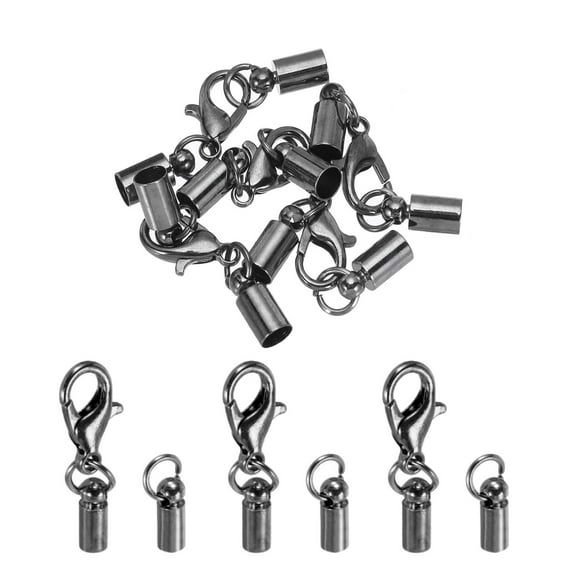 5Pcs Cord End Caps 3.5mm Brass for Leather Cord, Tassels, Jewelry Making 6mm Length Black