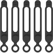 5Pcs Cord Organizer Storage Reusable Fastening Cable Ties Cord Ties Silicone Cable Ties Cable Management Straps for Home Household Office, Black