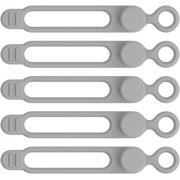 5Pcs Cord Organizer Storage Reusable Fastening Cable Ties Cord Ties Silicone Cable Ties Cable Management Straps for Home Household Office, Grey