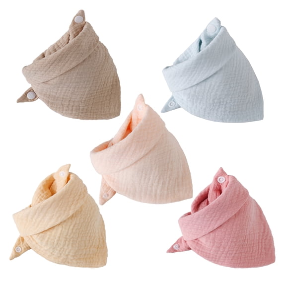 5Pcs Cotton Baby Bibs Adjustable Triangle Newborns Saliva Towel Toddler Baby Boys Bibs Burp Cloth Scarf Baby Shower Gift