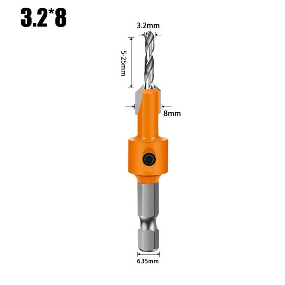 5Pcs Countersink Drill Bit Set Hexagonal Shank Punching Bit for Woodworking Tool