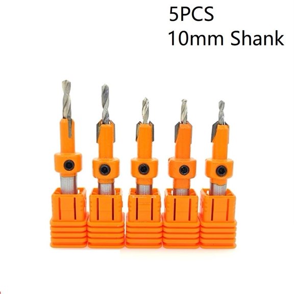 5Pcs Countersink Router Bit Milling Cutter HSS 10mm Shank Screw Extractor For Bench Drill Carpentry Woodworking Tool Accessories