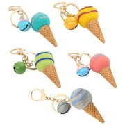 5Pcs Creative Ice Cream Keychain Adorable Bell Key Rings Car Key Pendants Handbag Hanging Ornaments (Random Color)